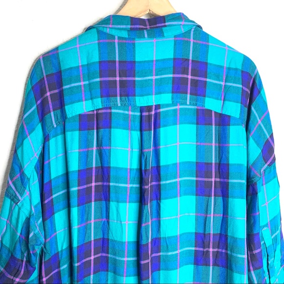 Liverpool blouson wrap plaid 3/4th sleeve top L - Picture 7 of 7